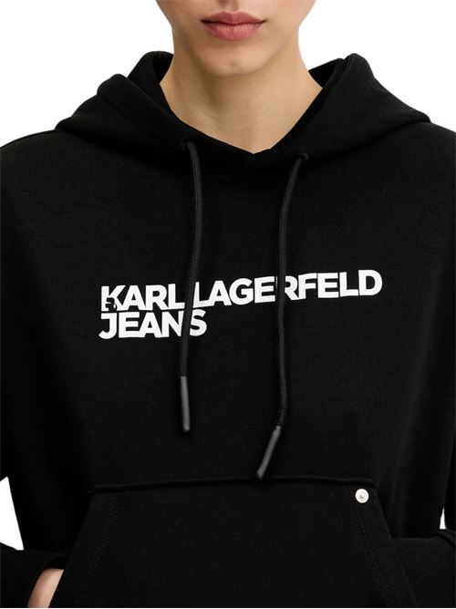 Felpa donna nera in cotone Karl Lagerfeld jeans | A2W20053999
